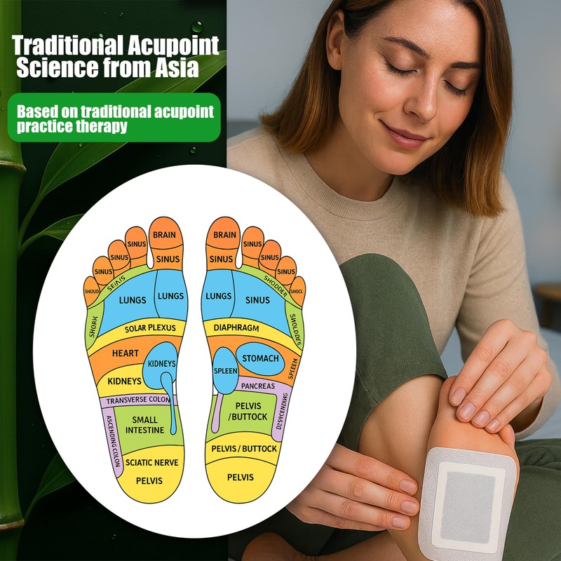 Foot Pads, Ginger & Bamboo Vinegar, Overnight Peel-and-Stick, Easy Evening