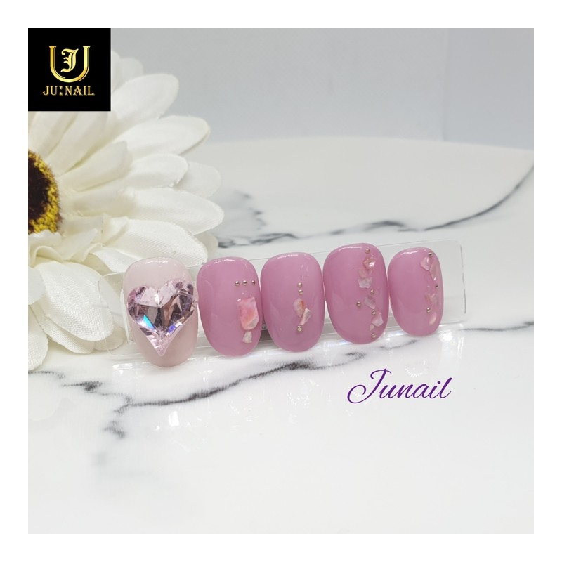 Heart Thumping Pink Heart Homemade Nail Tips - Short C