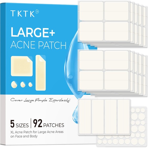 Large Pimple Patches (5 Sizes, 92 Patches), Hydrocolloid Acne Patches,