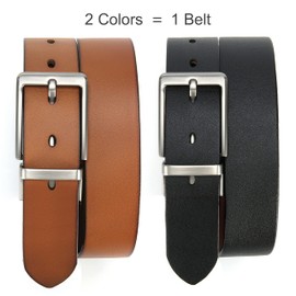CHAOREN Men's Leather Belt Reversible One Black Brown 35 mm, Men's Reversible Belt on Both Sides for Casual Jeans and Suit, Saddle Tan Brown/Black