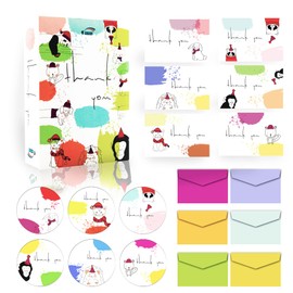 NIMU 24 Pieces Premium Thank You Cards in 6 Unique Cute Animal Theme Designs with 24 pieces Envelopes and 24 Pieces Stickers