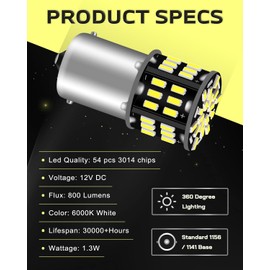 JEFLYM 20 Pcs 1156 1141 Led Bulbs for RV, P21W 1003 1073 7506 BA15S RV LED Interior Bulb,3014 54 SMD LED Replacement for 12 Volt RV Interior Camper Boat Trunk Interior Lights