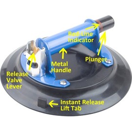 DAMO 10" Vacuum Suction Cup for Glass & Granite Lifting,Heavy Duty Glass Lifter with metal Handle,Suction Cups with Hand Pump, with Free Case
