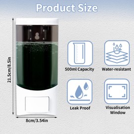 Seifenspender zur Wandmontage, 500 ml, mit 2 Handdesinfektionsmitteln, 1 stanzfreie Schraubenaufkleber, manueller Gel-Flüssigkeits-Shampoo-Spender, Waschmittelbehälter für Badezimmer, Küche, Hotel,