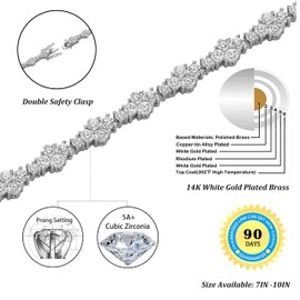 TOPGRILLZ Ankle Bracelets for Women Gold Anklets for Women Iced out 14K Gold Plated 5mm Silver Pink Anklets for Women Minimalist Foot Jewelry(Silver, 8 IN)