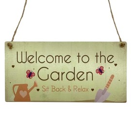 Second Ave Welcome To The Garden Relax Wooden Hanging Rectangle Home Friend Garden Sign Plaque