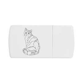 'Curious Calico Cat' Pill Box with Tablet Splitter (PI00032449)