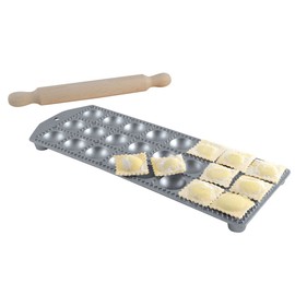 Eppicotispai 24 Holes Aluminum Round Ravioli Maker with Rolling Pin