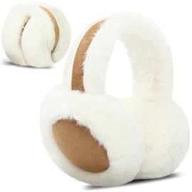 Votoko Women's Earmuffs, Foldable Plush Winter Ear Warmers, Small, Cold and Heat Protection, Fine and Soft, Winter Earmuffs with Storage Bag for Men and Women, Khaki