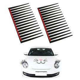 2 PCS 3D Car Eyelashes Stickers - Universal Funny Cars Headlight Decals for Women & Men - Long Bold Design Decoration (Easy Peel & Stick) - Black