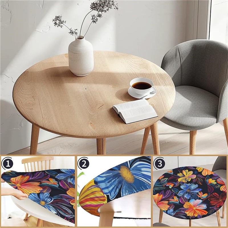 Outdoor Runde Tischdecke mit Gummizug Ø 60"(150cm) - Elastisch Garten