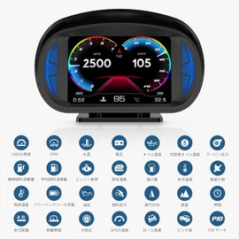 OBEST HUD Head Up Display Tachometer, Compatible with Cars, OBD2 GPS, Speedometer, Multifunctional, Rotometer, Voltmeter, Water Thermometer, Fuel Temperature, Inclinometer, Car, Overspeed Warning