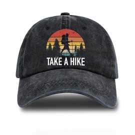 rofiowa Take A Hike Adjustable Washed Cotton Baseball Cap, Funny Retro Trucker Hat Outdoor Accessories for Men Grandpa Dad Husband Hiking Lover, Retirement Birthday