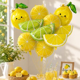 Lemon Foil Balloons 10Pcs Lemonade Balloons Set for Summer Party Decoration