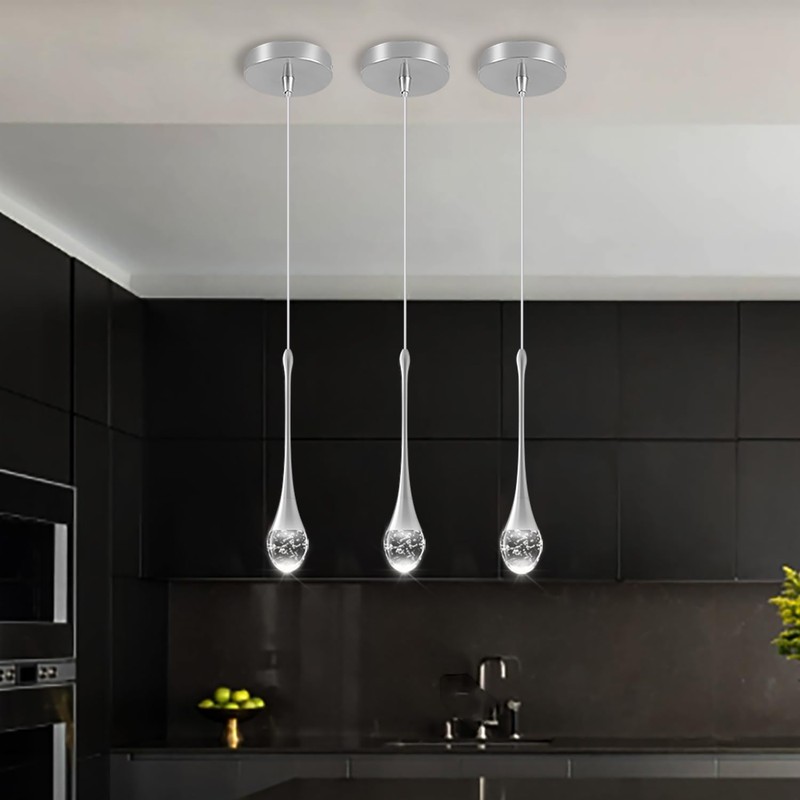 ykolupty Single Head Silver Bubble Crystal Chandelier Modern LED Pendant