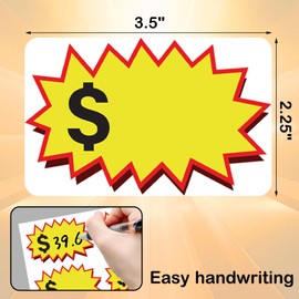 375 Pcs Garage Sale Stickers,Yard Sale Price Stickers（3.5" x 2.25"），Large Price Tag Sticker for Yard Sale,Garage Sale,Moving Sale, Removable Price Tags Sticker (Yellow, 3.5" x 2.25"/375Pcs)