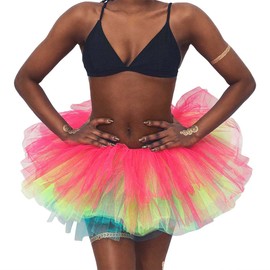 Nicute Ballet Tutu Skirt Tulle Elastic Dance Skirts 6-Layered Tutu Skirt Festival Performance Costume for Women and Girls(Rainbow)