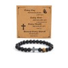 UILZ To My Men Beads Cross Bracelet for Men Tiger