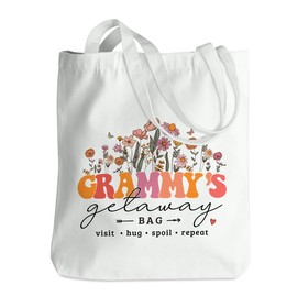 Grammy Gift Ideas Tote Bag Grandma Birthday Gifts Mothers Day Retirement Appreciation Gifts for Women Nana Meme Beach Bags for Women Christmas Reusable Shoulder Bag Shopping Grocery Gym
