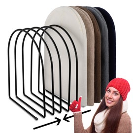 Yaocom 1 Pack Cap Rack for Beanie Hats, Foldable Hat Organizer Holder for 10 Caps, Metal Tabletop Hat Rack Stand, Knitted Beanie Storage Display Organizer for Bedroom Closet Dresser Office (Black)