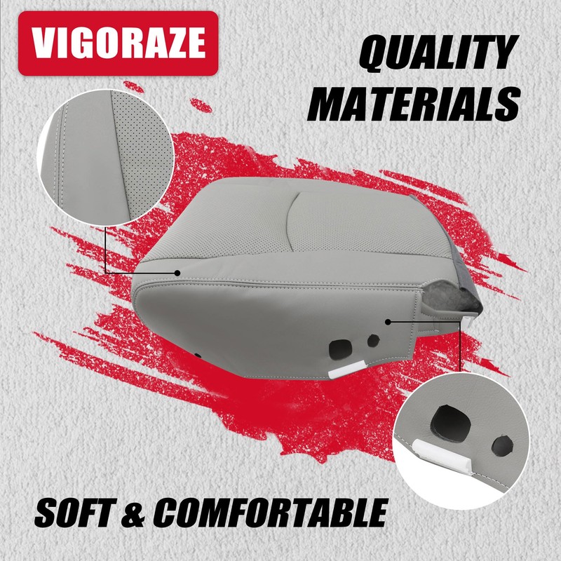 Vigoraze Front Driver & Passenger Bottom Replacement Perforated Leather Seat