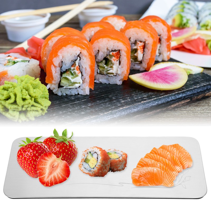 304 Stainless Steel Rectangle Sushi Plate Snacks Fruit Desserts Tray