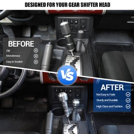Fgtagtal Compatible with Toyota FJ Cruiser 2007-2021 Car Gear Shifter Head Replacement, Aluminum Alloy Shifter Shift Button Knob Replacement Kit (Silver)