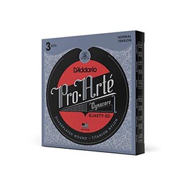 D'Addario Pro-Arte - Cuerdas de guitarra clásica Pro-Arte - EJ45TT-3D Dynacore - Envoltura chapada en plata, dinacore compuesto, triples de nailon de 