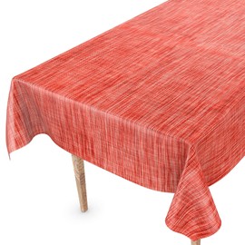 Washable Oilcloth Tablecloth 120 x 140 cm Cut Edge Linen Textile Look Red Garden Tablecloth Oilcloth