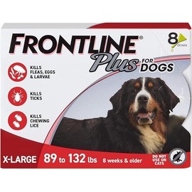 frontline plus for dogs ,kills fleas, flea eggs, larvae, ticks, and chewing lice