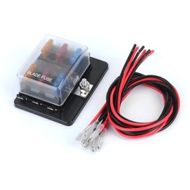 DC 12~32V Blade Fuse Box Holder Fuse Block with LED Warning Light Protective Cover for Automotive, Car, Boat, Marine Trike with Detailed User Manual (6-Way + Fuse + Cable)