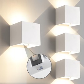 4 Pack 12W Outdoor Light Fixture 3 Colors Adjustable Wall Sconce Light Up and Down Light Porch Lights IP65 Waterproof Outdoor Sconce Lights Square Aluminum Exterior Lighting Fixtures White