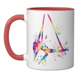 Aerialist Colorsplash Aerial Yoga Kids Aerial Silk Ceramic Mug, Red/White