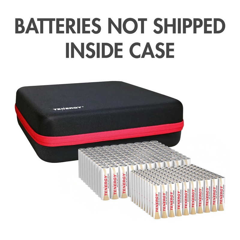 Tenergy Alkaline Batteries & Storage Case, 100xAAs 100xAAA Batteries and