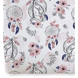 Natemia Organic Cotton Percale Changing Pad Cover  16X32 Cradle Sheet Pink Boho