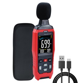 Sound Level Meter Data Logger Decibel Meter with Record Function, Portable Noise Meter 30~130dB Sound Meter A/C/Z Weighting Noise Testing with Audible Visual&Alarm, Temperatue, Analog Bar Indicator