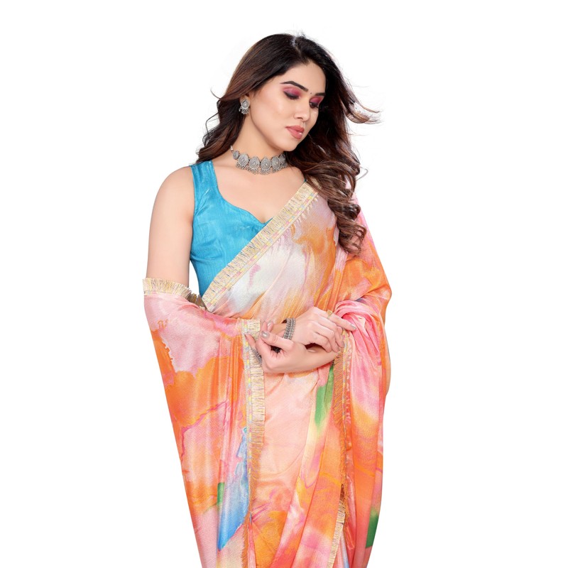 MAHEK Fab - Sari indio para mujer, diseño de georgette