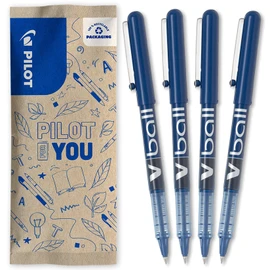 Pilot - 4 x V-Ball 05 Liquid Ink Rollerball Pens for Smooth and Accurate Writing, Quick Drying, Blue, Fine Point