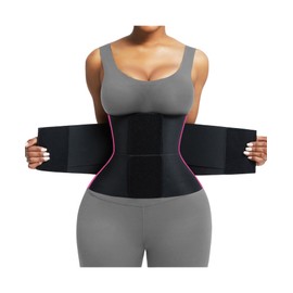 FeelinGirl Workout Waist Trainer Cincher Corset Postnatal Shaper Tummy Slimmer Plus Size for Women Rose Red XS