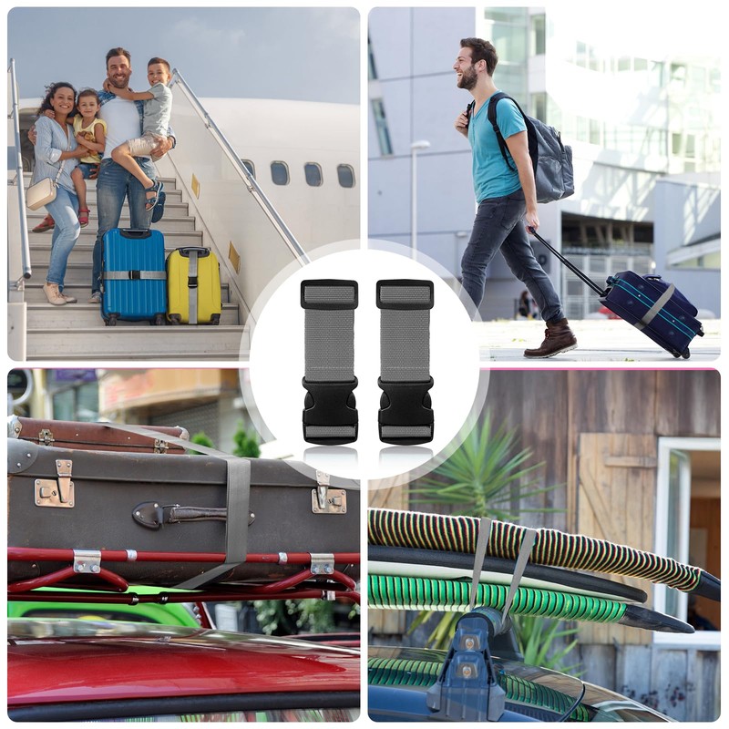 Tatxmalv Pack of 2 Suitcase Straps, Adjustable Non-Slip Suitcase Straps,