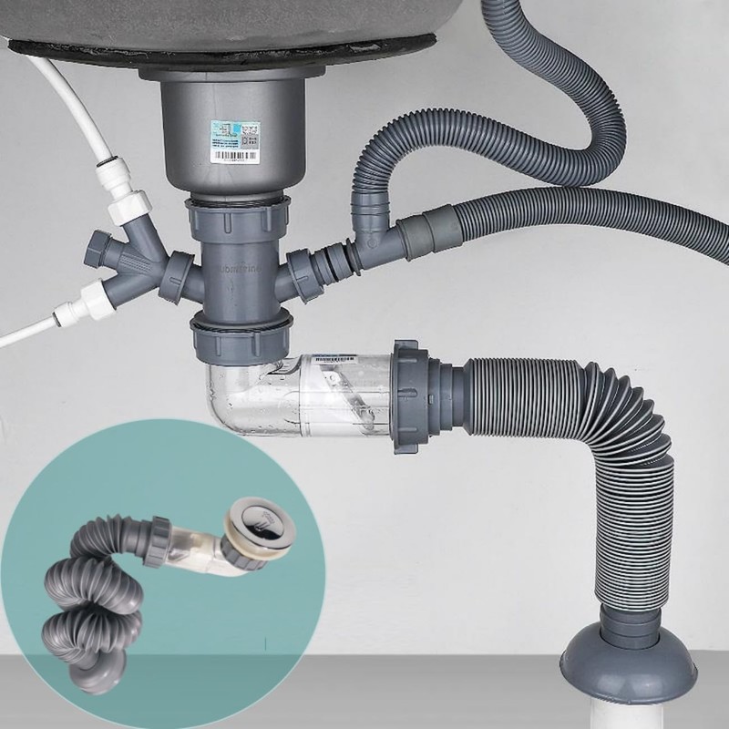 Bathtub Shower Drain Pipe,Low Profile 1 1/2 P Trap,Flexible Tub