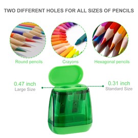Sonuimy Sonuimy Pencil Sharpeners, 4 Pcs Pencil Sharpeners Manual,Dual Holes Compact Colored Handheld Pencil Sharpener for Kids with Lid Adults Students School Class Home Office (Covered)