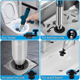 Tyyfnn Toilet Plungers for Bathroom, Air Toilet Plunger Drain Blaster with Real-Time Barometer, High Pressure Toilet Plunger Heavy Duty for Bathroom,Kitchen Sink,Floor Drain,Toilet Clogged