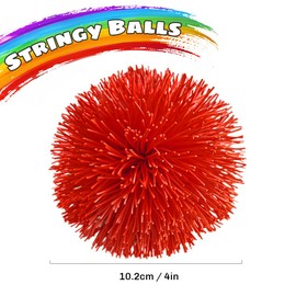 3 Pack Monkey Stringy Balls – 4" Large Sensory Fidget Soft Silicone Pom Balls in Vibrant Colors, Stress Relief Toys, Party Favors & Stocking Stuffers for Kids & Adults