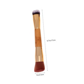 Healvian 2pcs Dual Use Makeup Brush Double-ended Blush Brush Wooden Handle and Compact for Travel Gifts