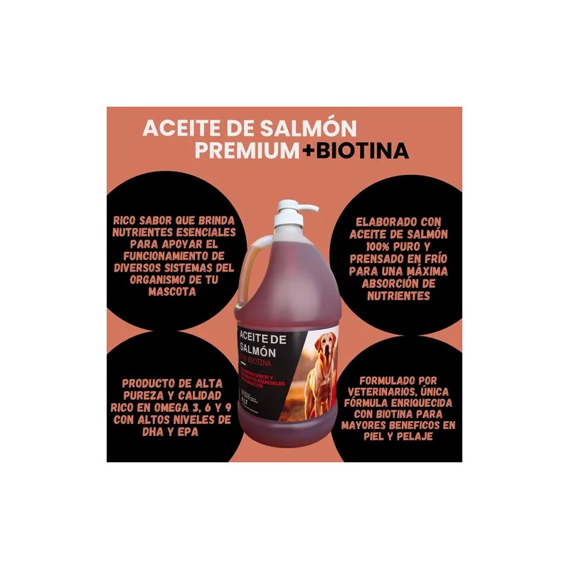 Aceite De Salmón Para Perros Mas Biotina 4 Lt -