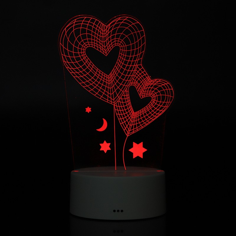 4.5V USB 3D Illusion Visual Romantic Night Lamp 7 Colors