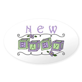 CafePress New Baby Sticker Oval Car Bumper Sticker