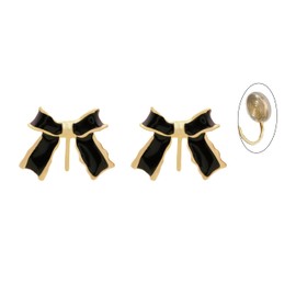 Black Bow Clip on Stud Earrings for Women Small Bow Earrings Trendy Cute Bow Earrings S925 Silver Post Metal Elegant Bow Earring Black Clip on Earrings Ribbon Earrings Prom Birthday Party Jewelry