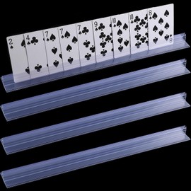 Pack of 4 Transparent Plastic Playing Card Holders, Hands-Free Card Stand, Card Holder for Playing Cards - Perfect for Poker, Bridge and Board Games - Card Stand, Playing Card Holder